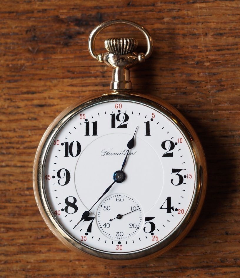 古物 アンティーク 鉄道懐中時計 ハミルトン ９９２ ２１J １６ｓ 長頸